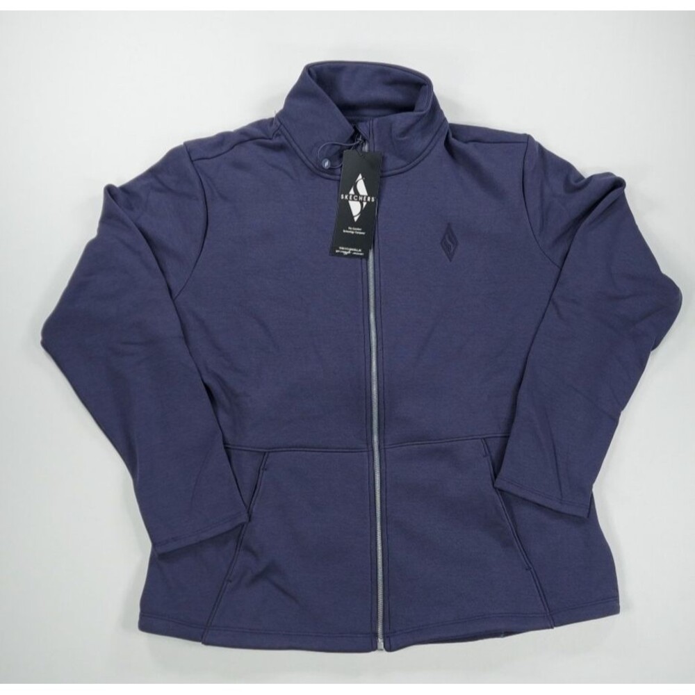 Skechers 2XL Blue Zip-up Sweatshirt Go Walk Go Snuggle Jacket pockets Mock Neck